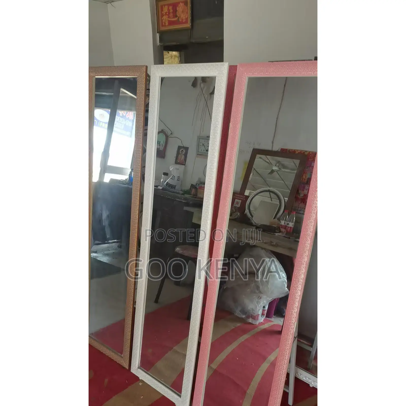 Standing Mirror; European Style Solid Wood Full-Length Mirror