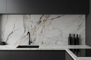Calacatta Luxe Gold Island Sintered Stone 3.2m By 1.6m