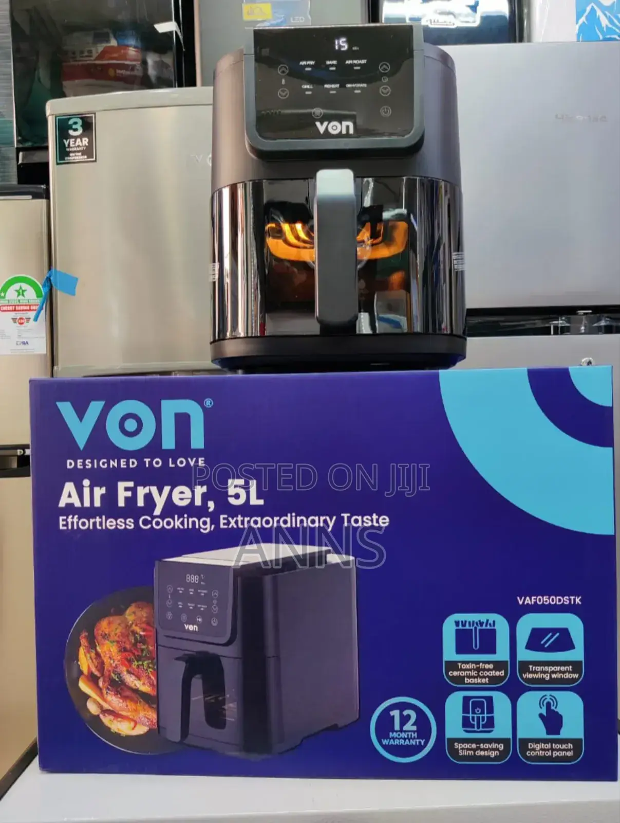 *Von Air Fryer 5l Digital Slim Design