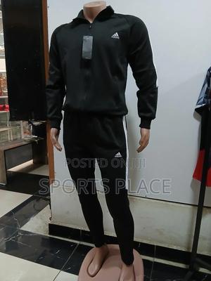 Premium Quality Adidas Full Plain Tracksuit - Black - main view