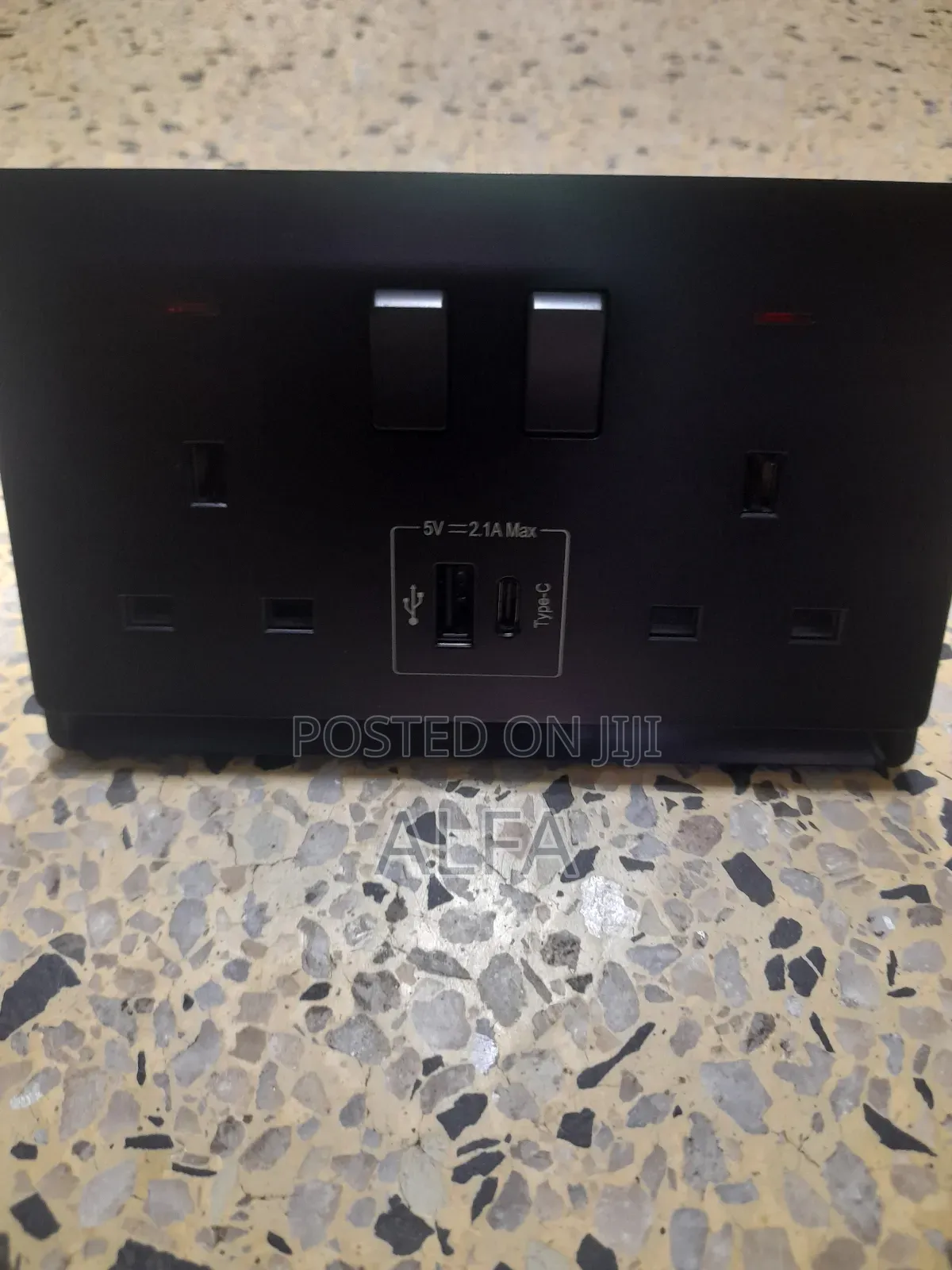 Black Twin Socket With Usb