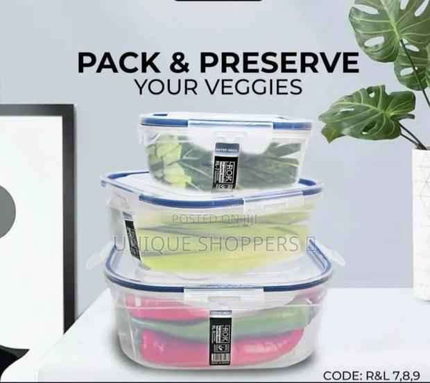 3psc Rok Clip Lock Square Containers