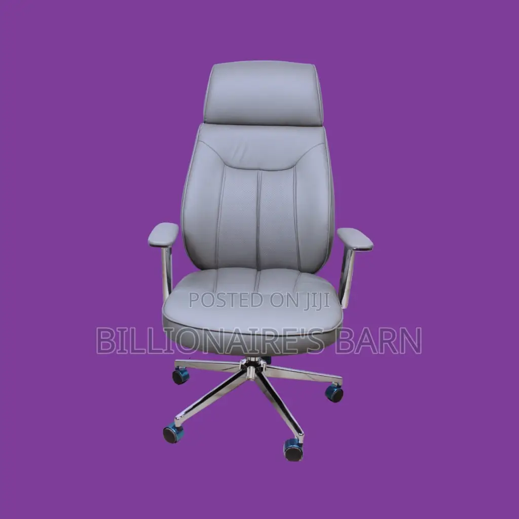 Grey Executive Leather Office Chair (Breathable).
