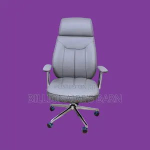 Grey Executive Leather Office Chair (Breathable).