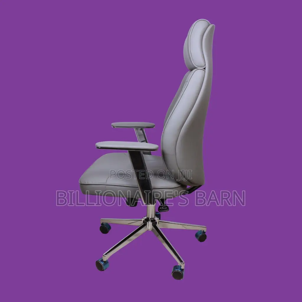 Grey Executive Leather Office Chair (Breathable).