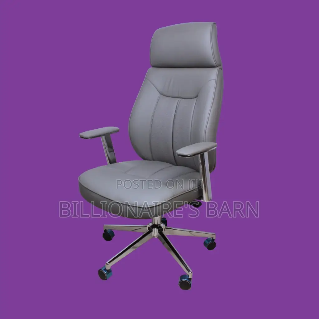 Grey Executive Leather Office Chair (Breathable).