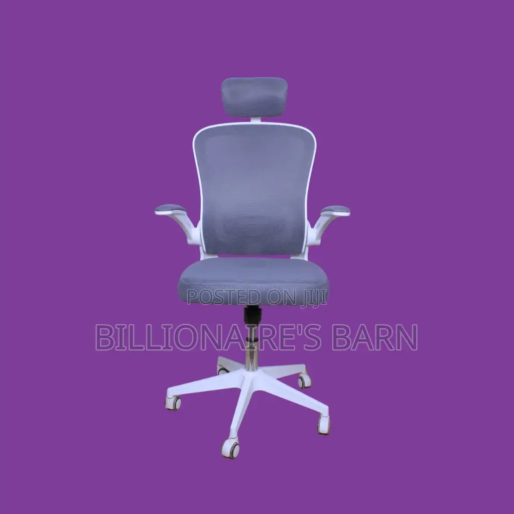 Sleek White Ergonomic Office Chair | Padded Armrests.