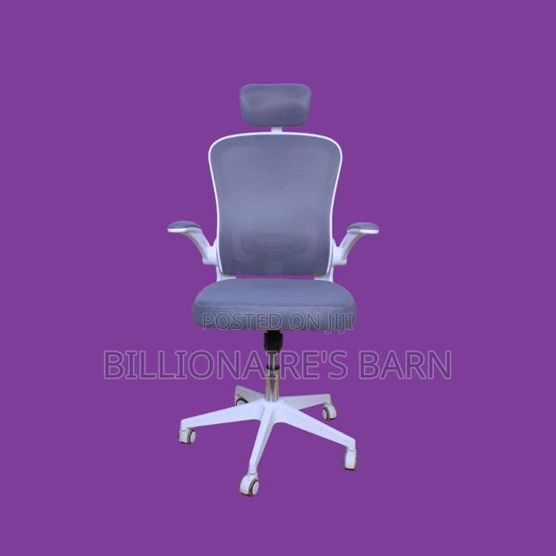 Sleek White Ergonomic Office Chair | Padded Armrests.