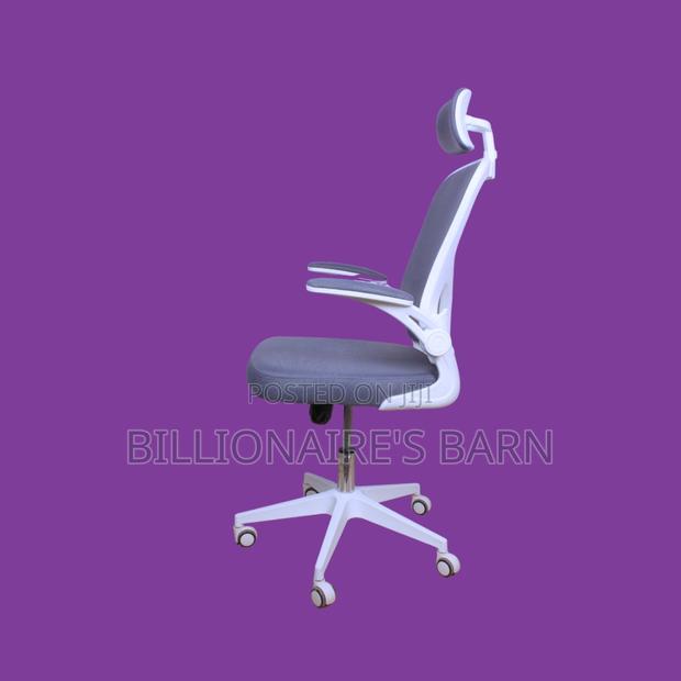 Sleek White Ergonomic Office Chair | Padded Armrests. - thumbnail 2