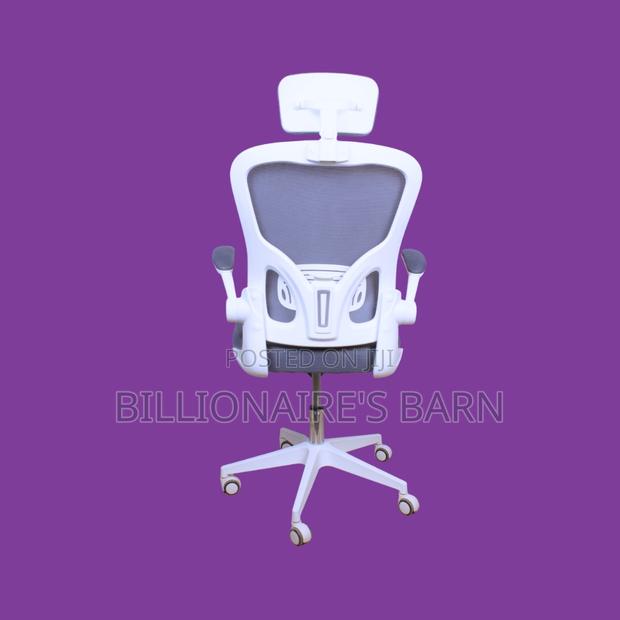 Sleek White Ergonomic Office Chair | Padded Armrests. - thumbnail 3
