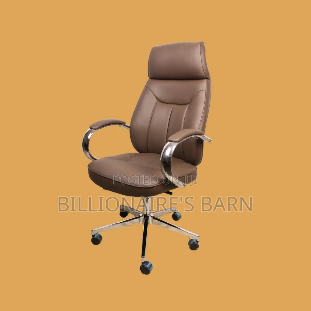 Brown Executive Leather Office Chair, — Scratch-Resistant Finish #308.