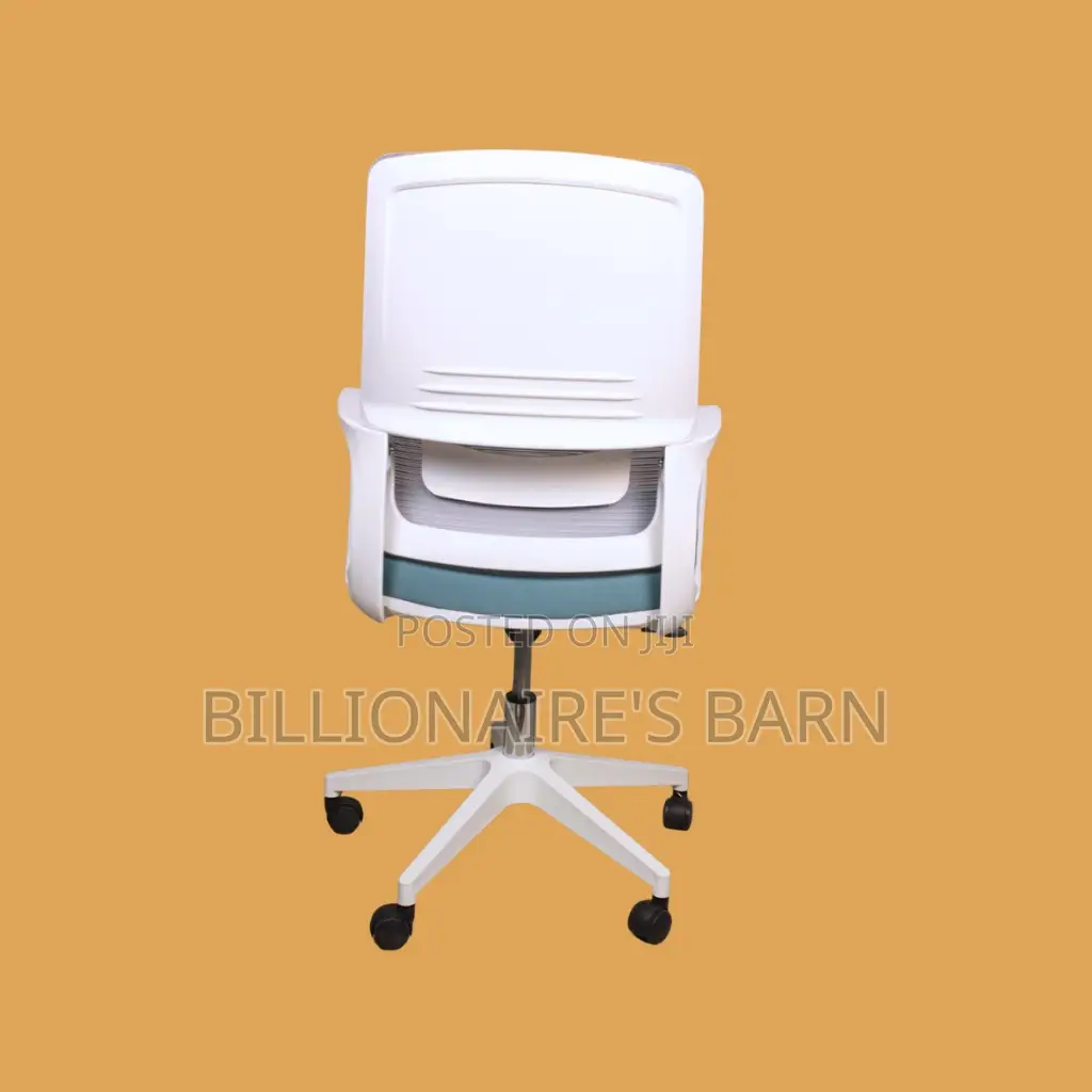 Durable White Ergonomic Office Chair — Smooth-Rolling Mobility,