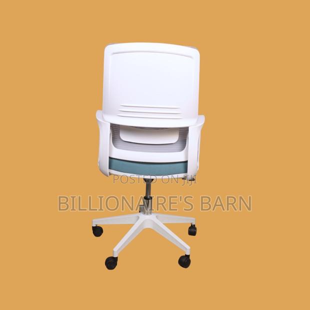 Durable White Ergonomic Office Chair — Smooth-Rolling Mobility, - thumbnail 3