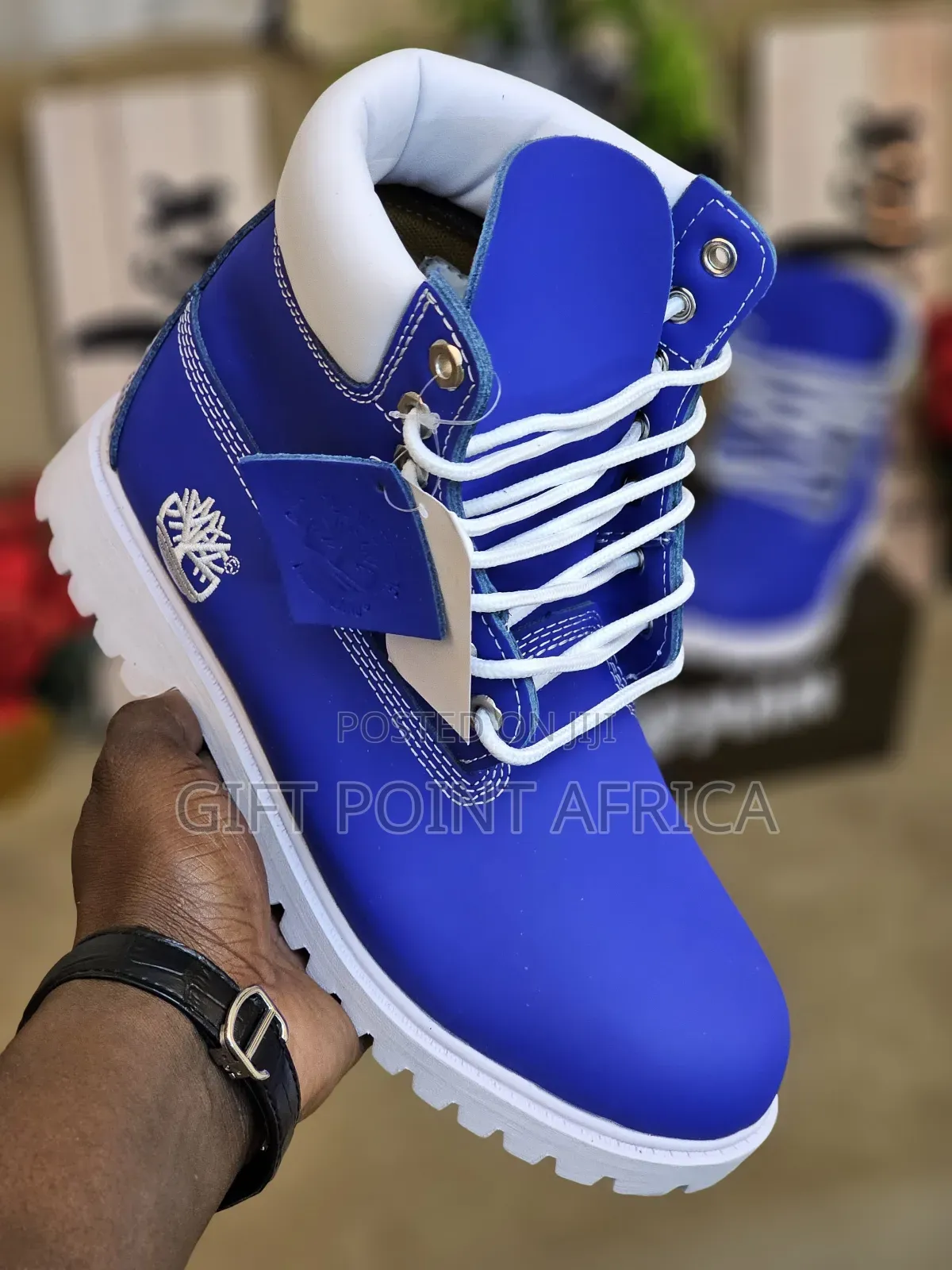 Blue Leather Timberland Boots