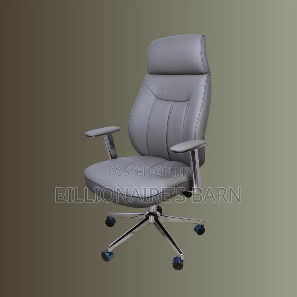 Grey Executive Leather Office Chair — High-density Foam Seat #301!