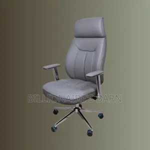 Grey Executive Leather Office Chair — High-density Foam Seat #301!