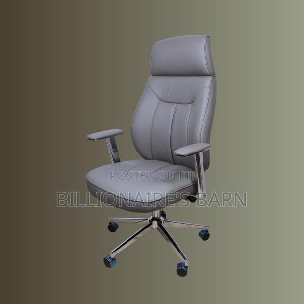 Grey Executive Leather Office Chair — High-density Foam Seat #301!