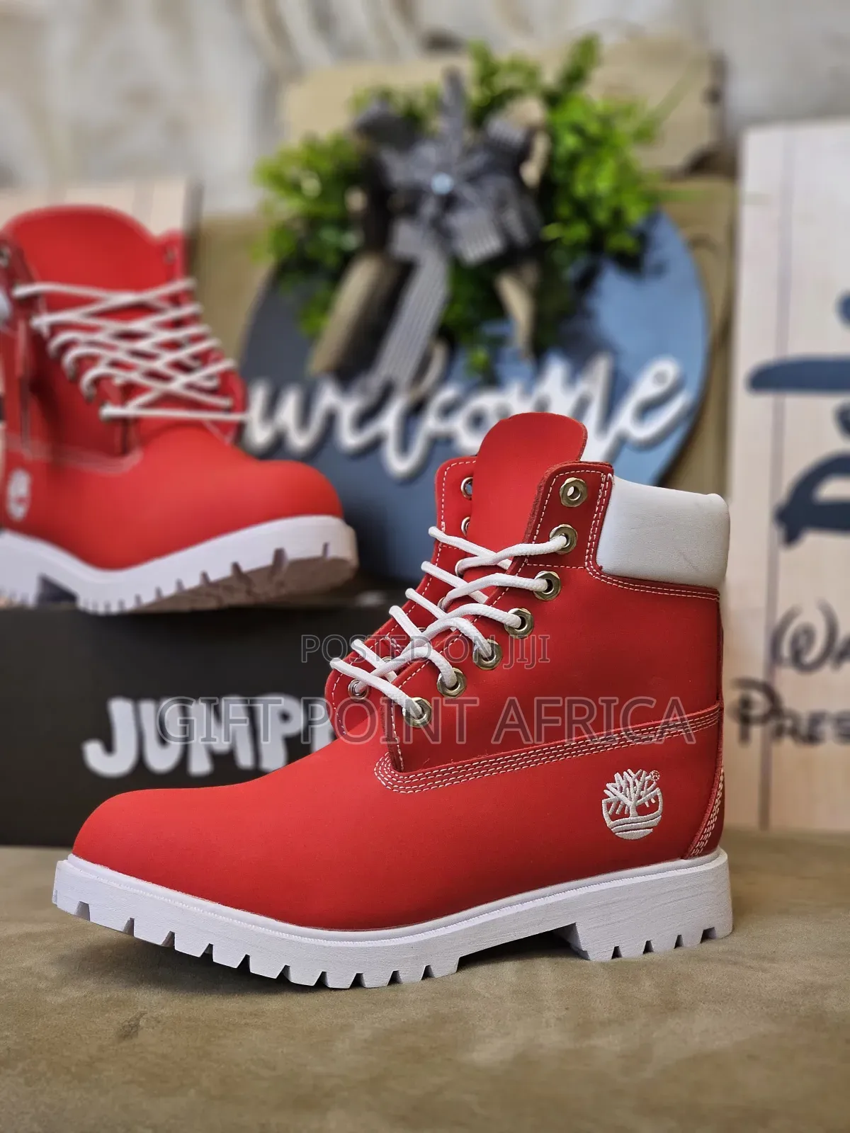 Red Leather Timberland Boots