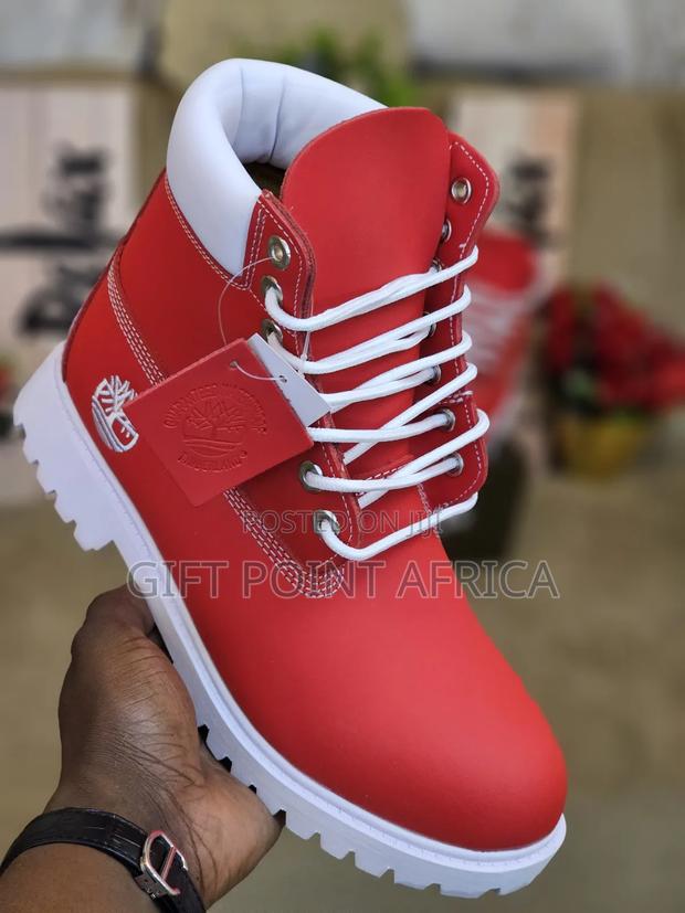 Red Leather Timberland Boots - thumbnail 3