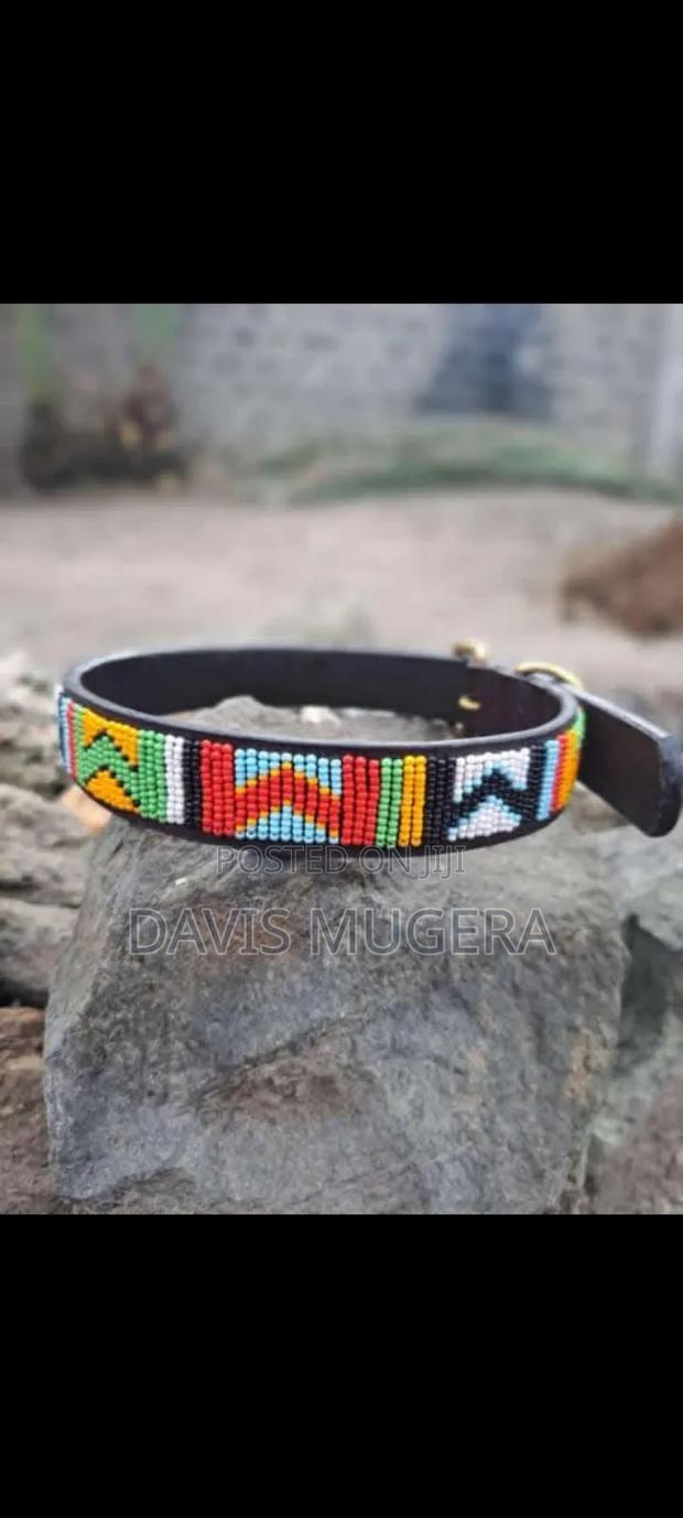 Pure Leather Masai Beads Dog Collar - Small Medium (Customized) - thumbnail 3