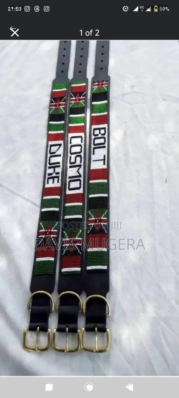 Pure Leather Masai Beads Dog Collar - Small Medium (Customized) - thumbnail 4