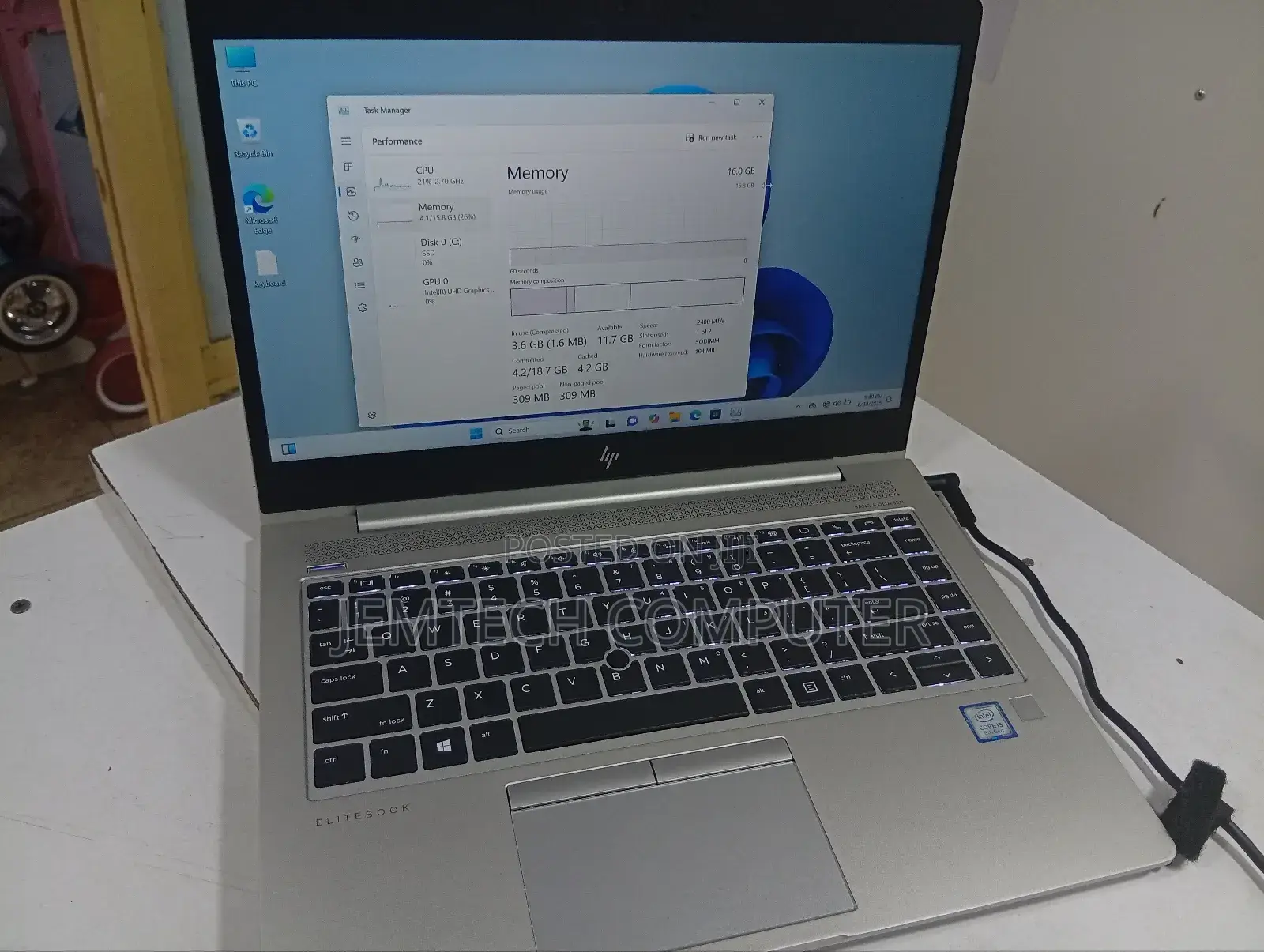 Laptop HP EliteBook 840 G6 8GB Intel Core I5 SSD 256GB