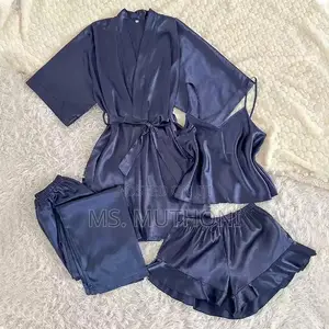 Quality 4pc Qualitty Women’S Satin Pajama Set With Robe,