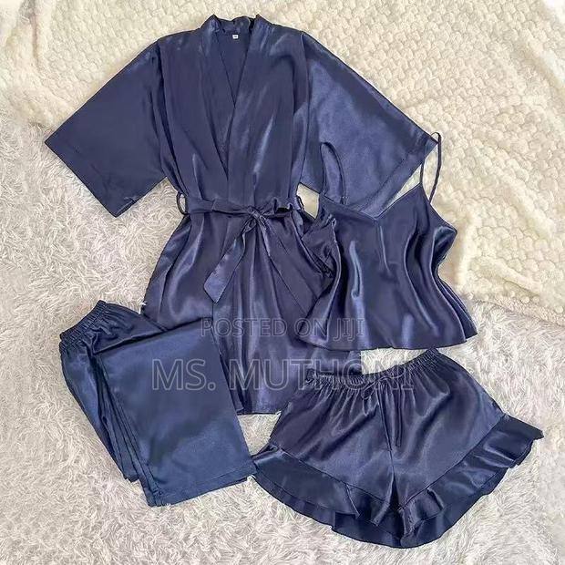 Quality 4pc Qualitty Women’S Satin Pajama Set With Robe, - thumbnail 6