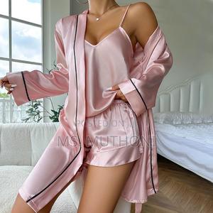 Quality 4pc Qualitty Women’S Satin Pajama Set With Robe, - thumbnail 2