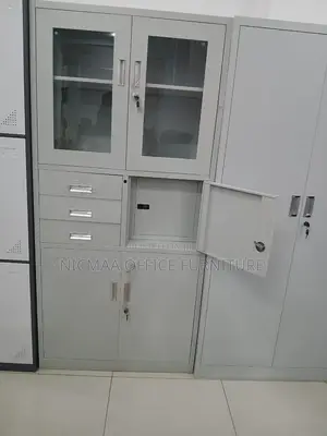 Metallic Filling Cabinet Including Secure Safe