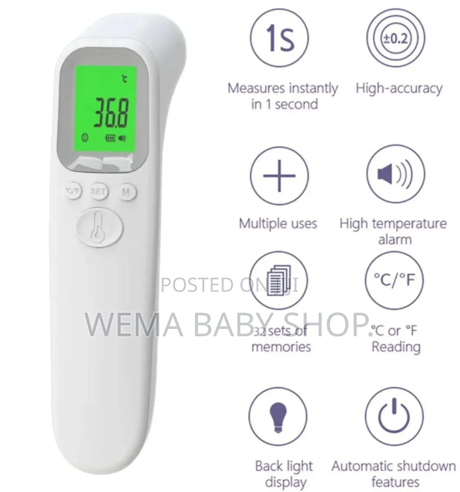 Kids/Adult Digital Infrared Forehead Thermometer