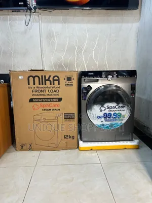 Mika* Washing Machine, 12kg, Fully Automatic, Front Load, Dark Silver