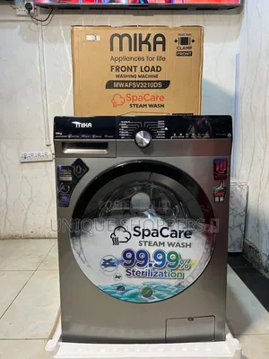 Mika Washing Machine, 10kg, Fully Automatic, Front Load, Dark Silver