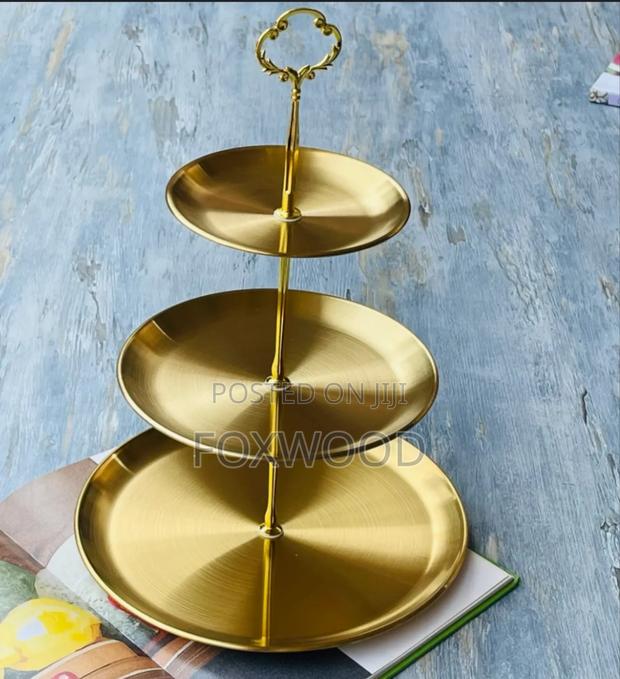 Gold Steel Cake Stand 3 Layer