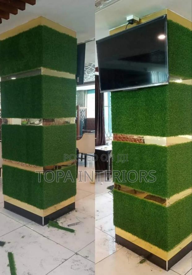 Green Wall Decor Artificial Grass Carpets Installation - main view