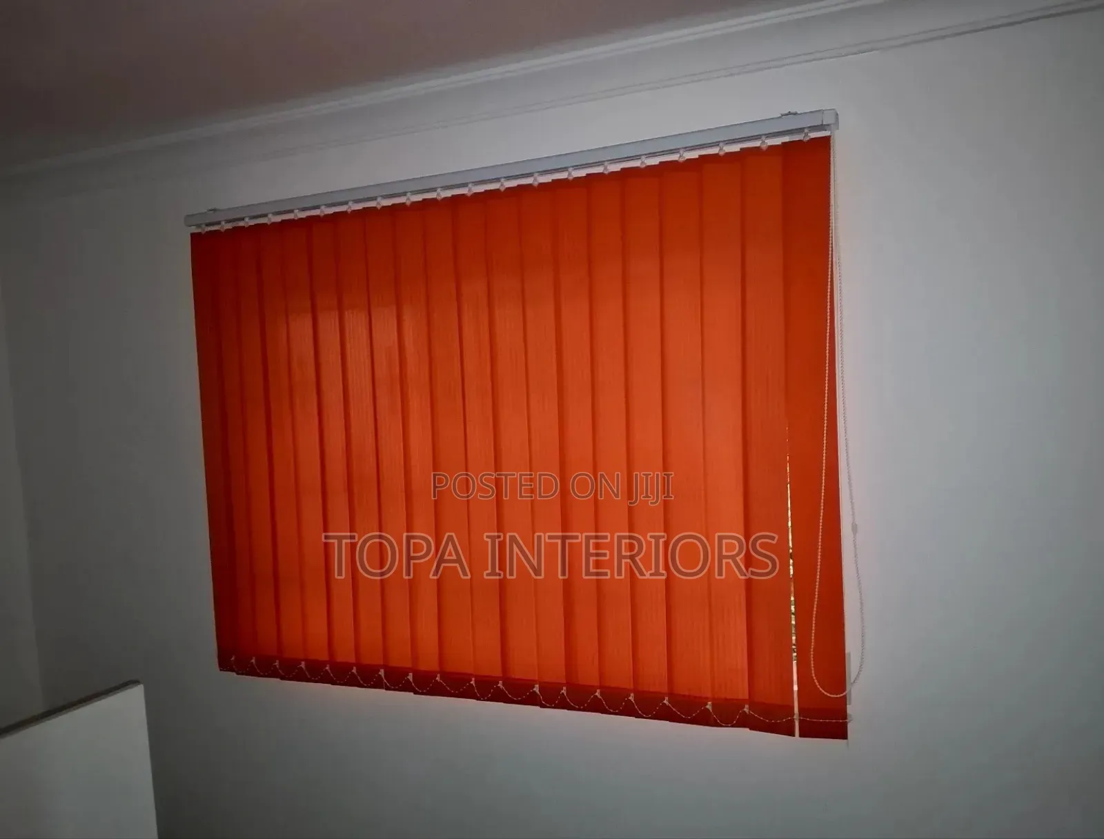 Orange Window Blinds Vertical Office Curtains Installation