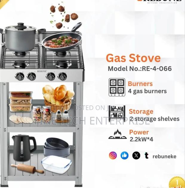 Rebune Gas Stove With Shelves - main view