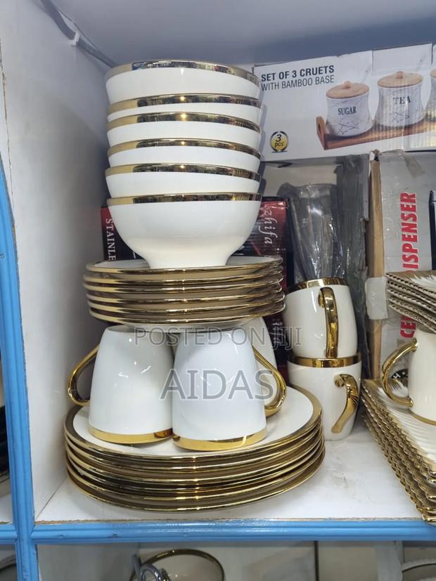 24pcs White Gold Rim Dinnerset - main view