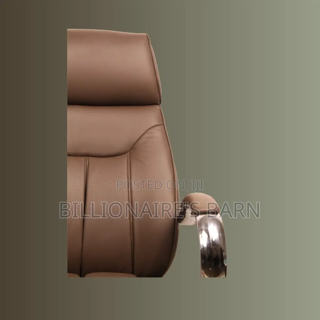 Quiet-Roll Brown Executive Leather Office Chair — Strong Stable Base
