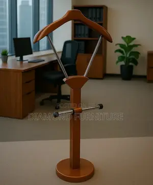 Office Furniture; Wooden Standing Coat Hanger With Classic Design