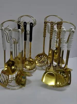 Ceramic Handle Stainless Steel Serving Spoon Set