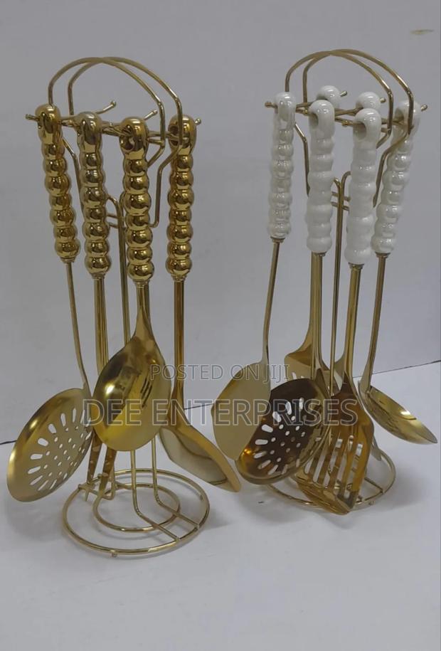 Ceramic Handle Stainless Steel Serving Spoon Set - thumbnail 2