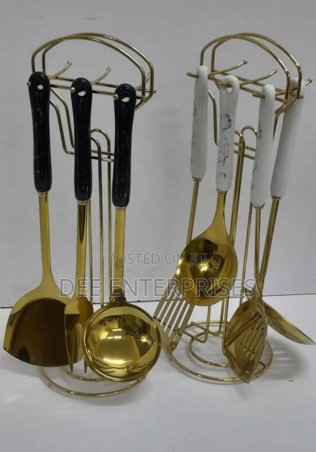 Ceramic Handle Stainless Steel Serving Spoon Set - thumbnail 3