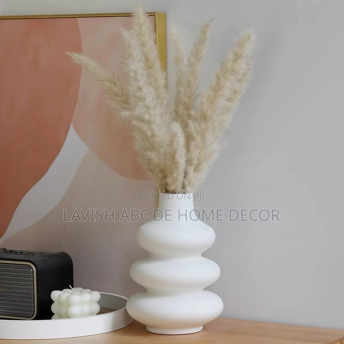 Aesthetic Spiral Ceramic Flower Vase for Pampas Grass Textured