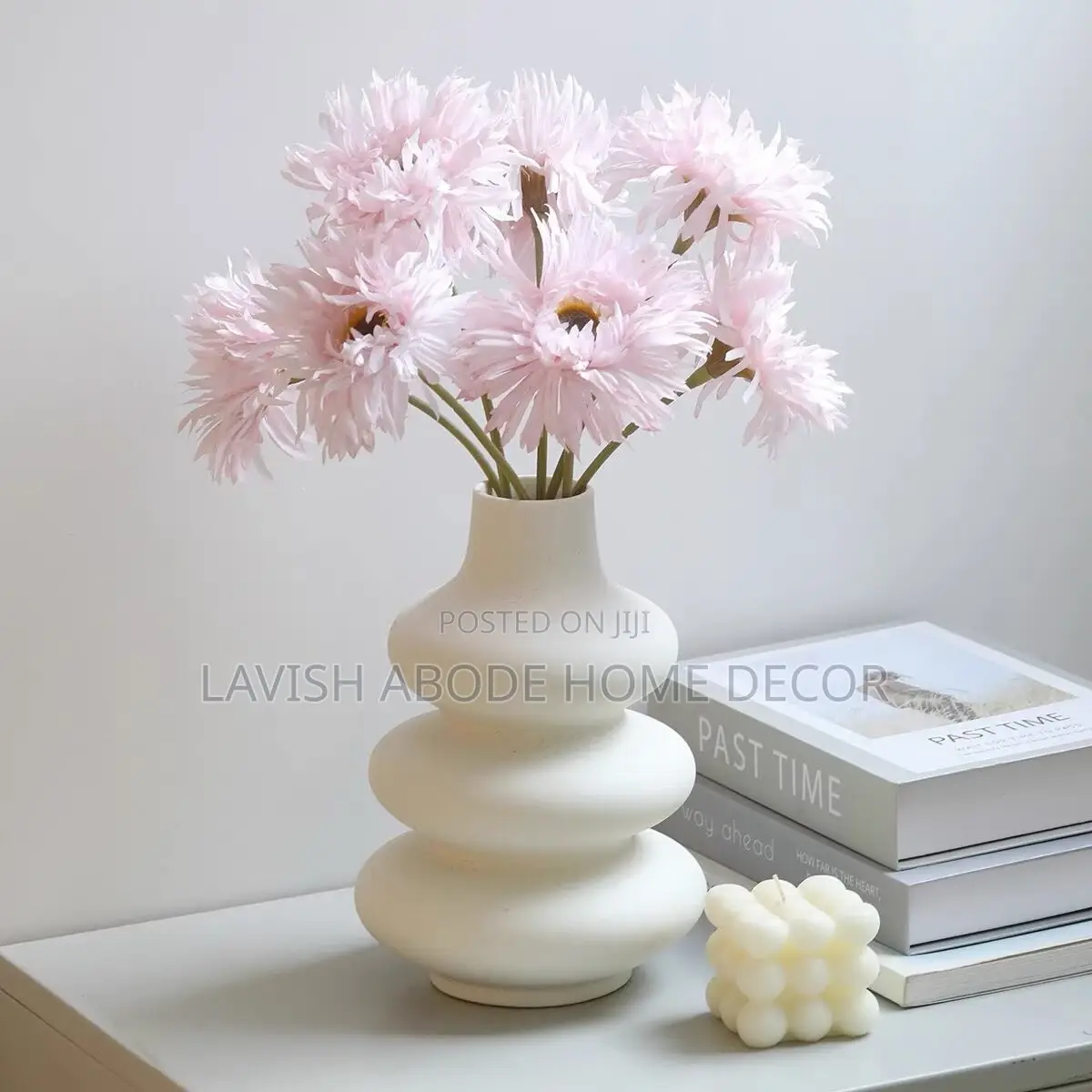 Aesthetic Spiral Ceramic Flower Vase for Pampas Grass Textured