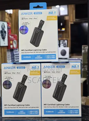 Anker Zolo Power Bank 10k 30w Built In Usb And Lightning Cable