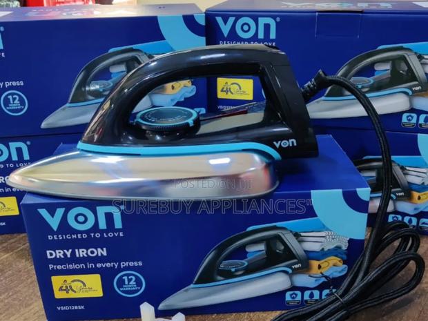 Von Vsid12bsk Dry Iron - Nonstick Teflon Soleplate, 1000w