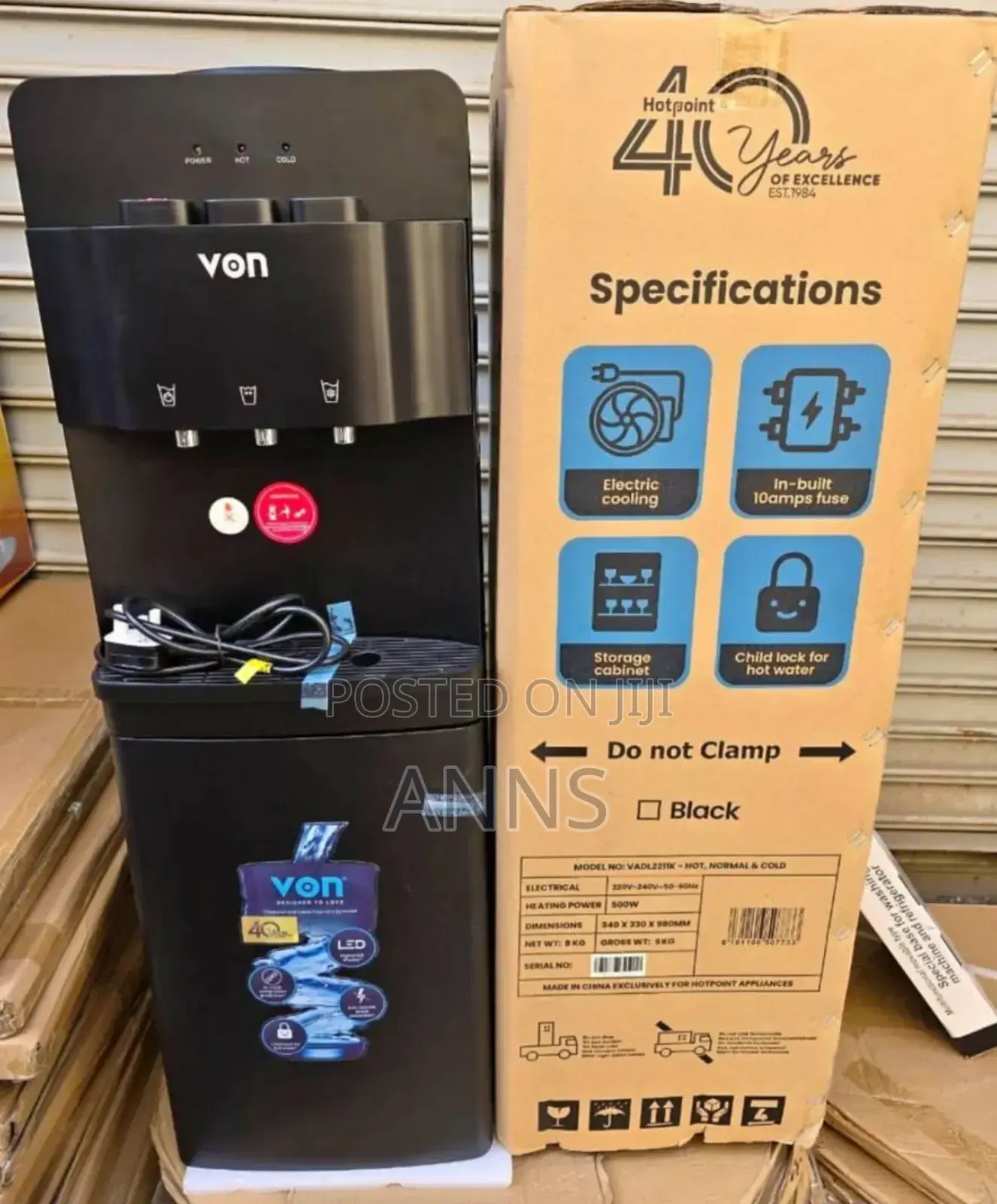 Von Hot Normal and Cold 3 Taps Dispenser.