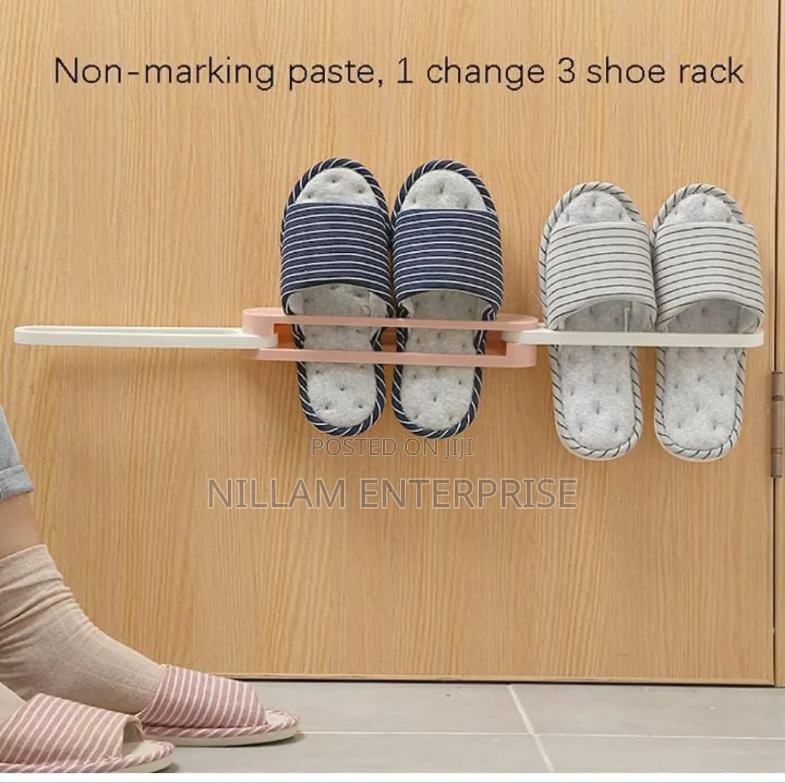 2pc Punchless Expandable Bathroom Slippers/Towels