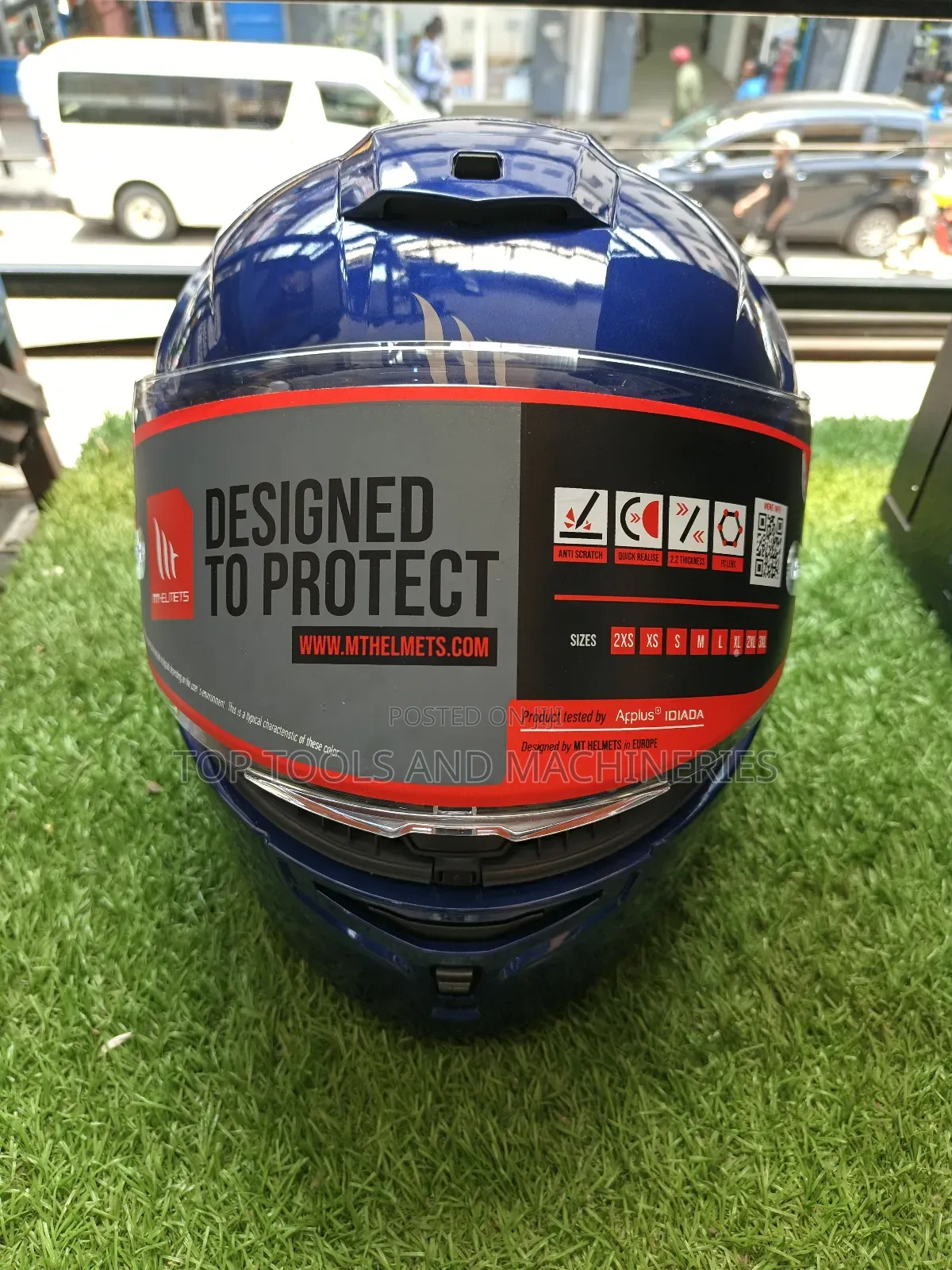 Mt Thunder Solid Matte Blue With Agressive Spoiler (Dual Visor)
